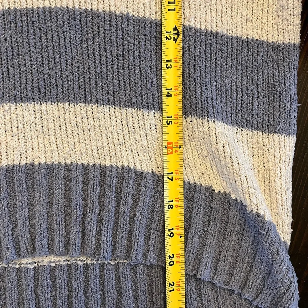 3/$20 SALE! Pink Rose Striped V-Neck Sweater - Blue-Gray and Cream, Size Small